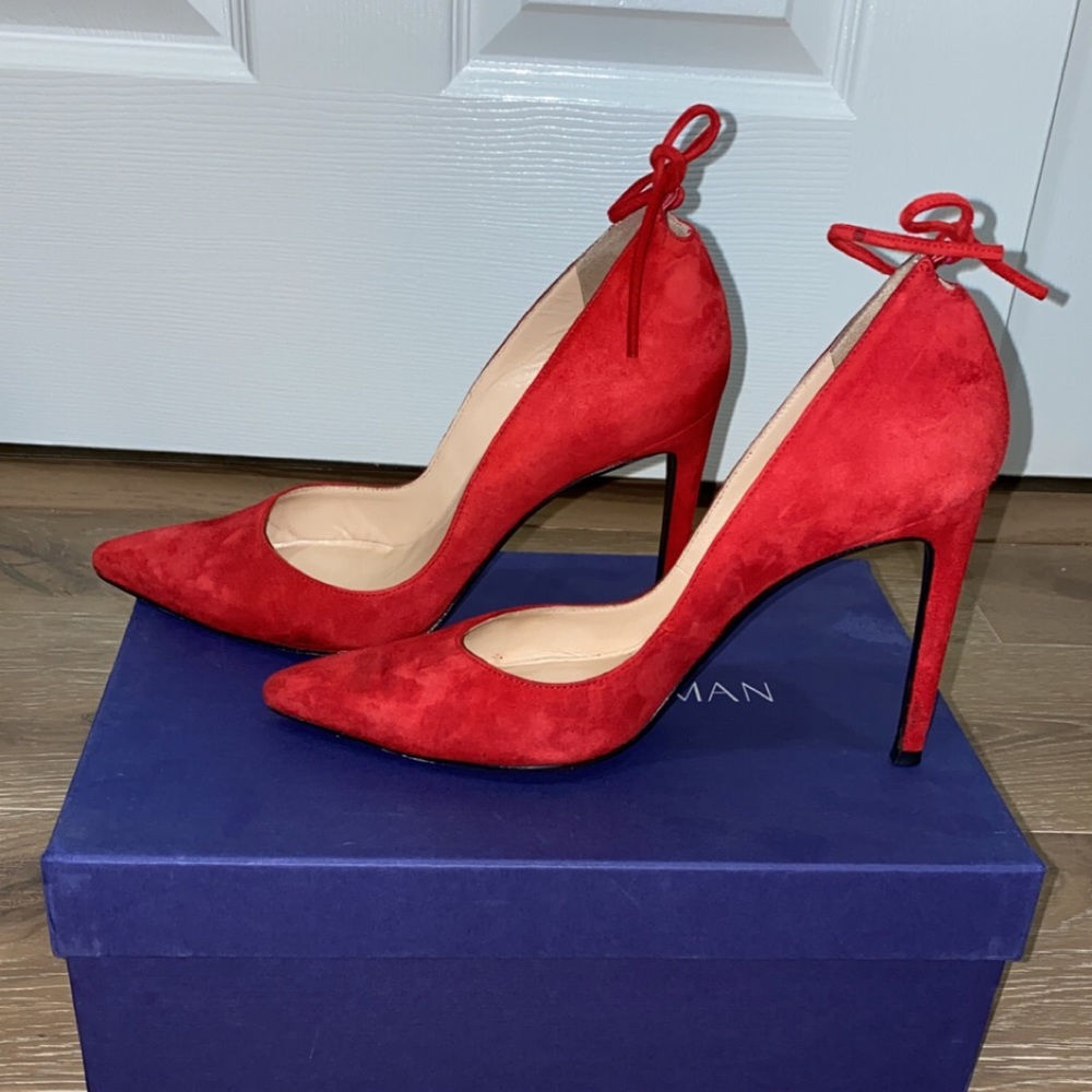 Stuart Weizman Peakabow Red Pump Size 37 - image 4